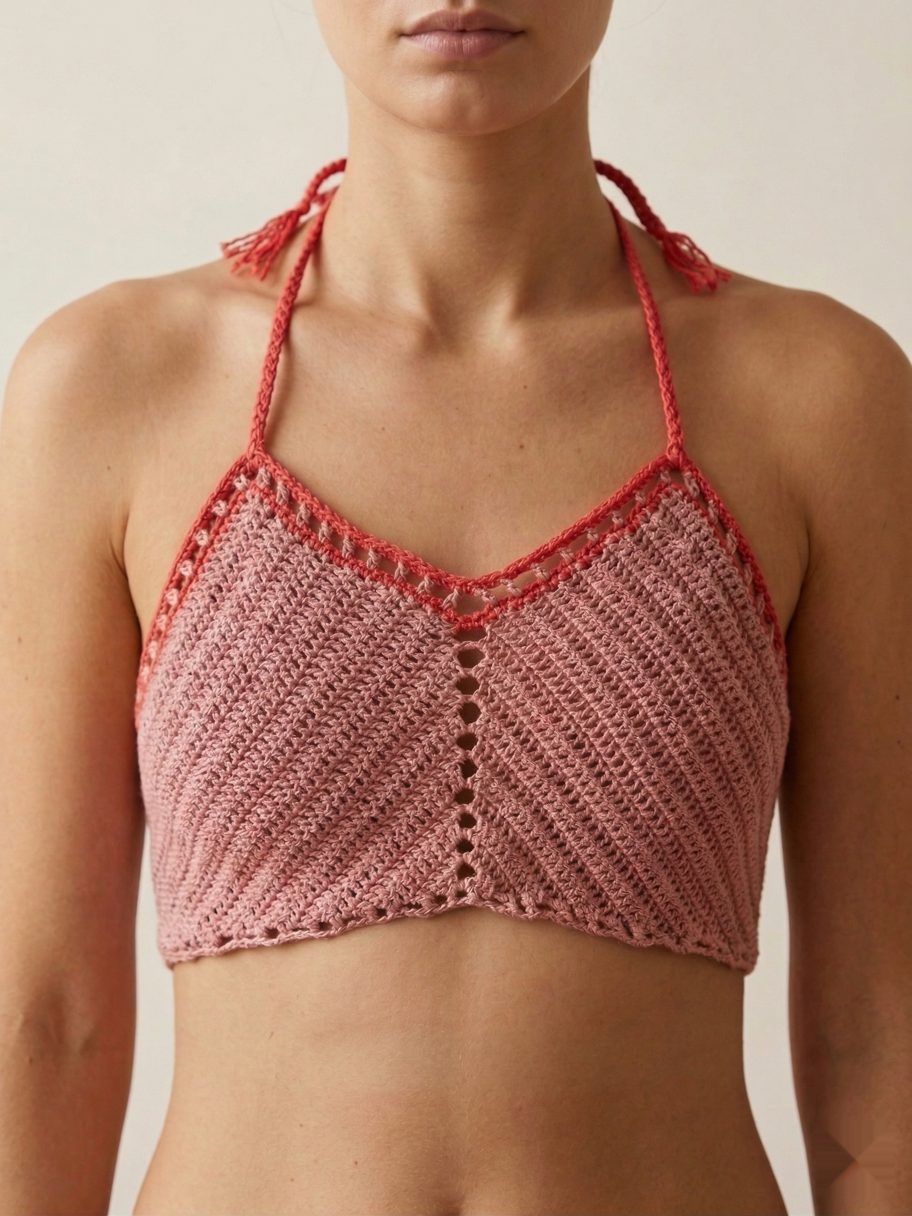 Corallo — Top triangolo crochet fatto a mano