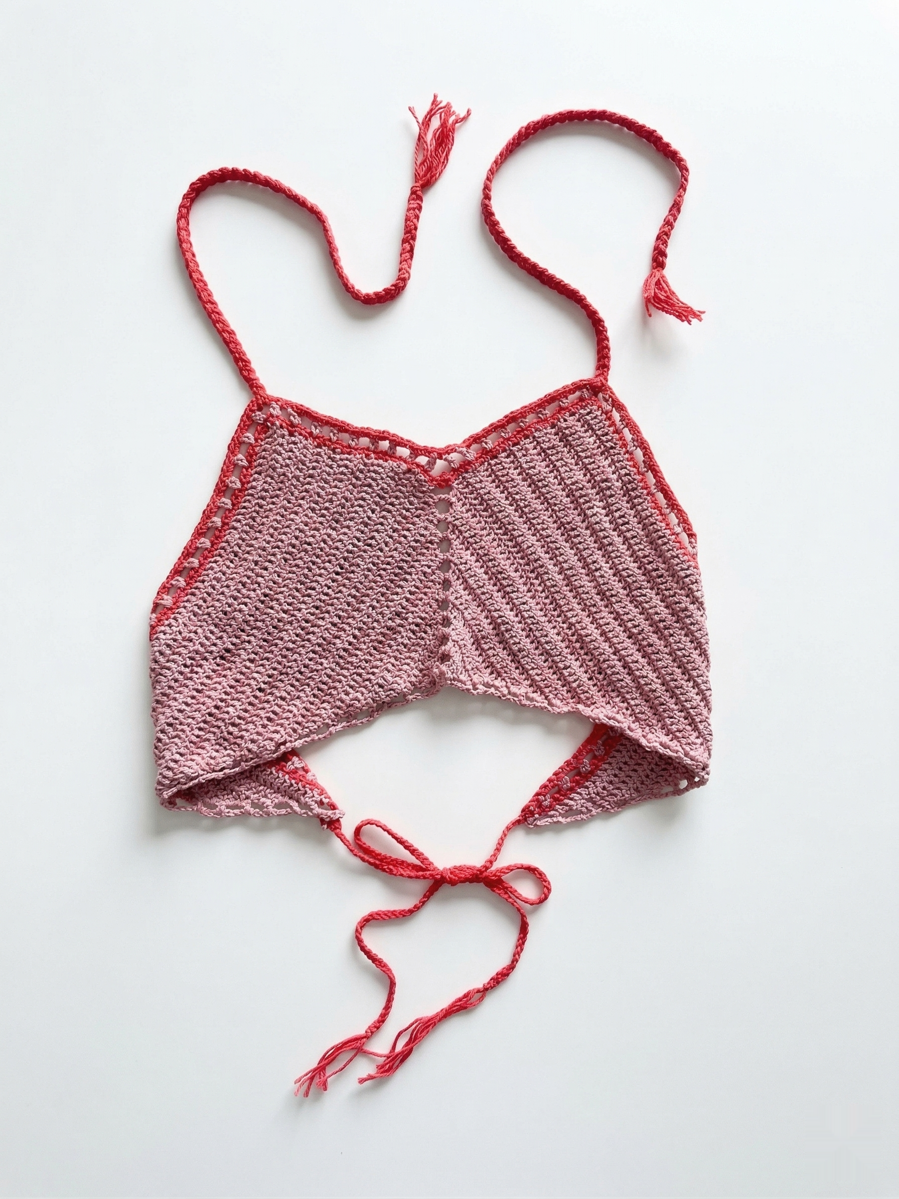 Corallo — Top triangolo crochet fatto a mano